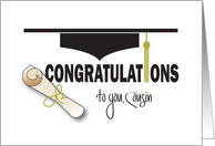 Graduation for Cousin, Hat, Tassel and Diploma card