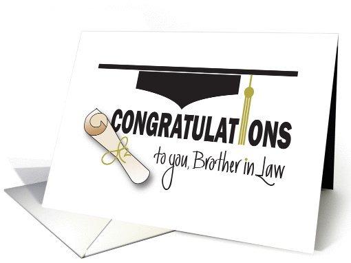 Graduation for Brother in Law, Mortarboard, Tassel and Diploma card