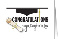 Graduation for Daughter in Law, Mortarboard, Tassel and Diploma card