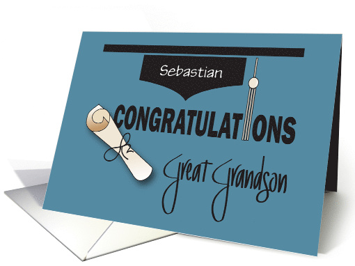 Graduation for Great Grandson, Hat, Tassel and Diploma card (1348596)