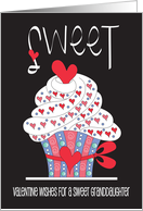 Hand Lettered Valentine Sweet Cupcake for Granddaughter Red Hearts card
