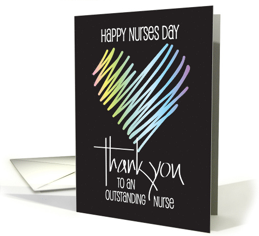 Hand Lettered Nurses Day 2024 Diagonal Brush Heart Thank You card