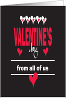 Valentine’s Day from All of Us with Stacked Words and Bright Hearts card