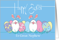 Hand Lettered Easter Great Nephew, Easter Eggs & White Bunnies card