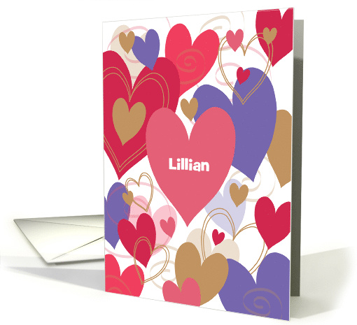 Valentine's Day for Kids Bright Colored Hearts with Custom Name card