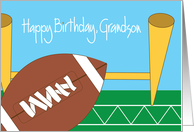 Birthday for Grandson with Football and Goalpost on Field card