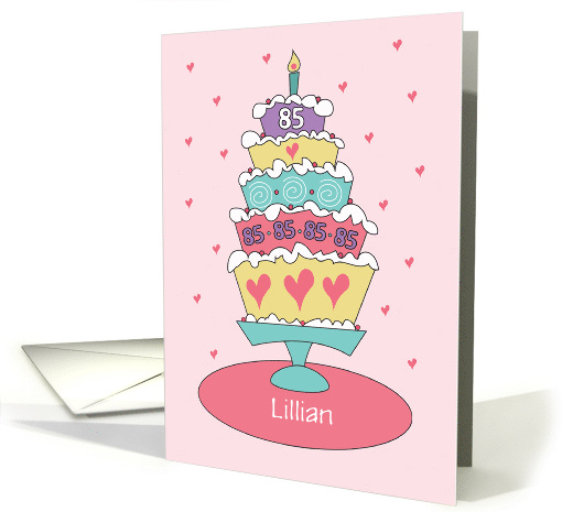 Birthday for 85 Year Old Colorful Layered Cake Hearts and... (1354324)