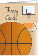Thanks Coach for Basketball, Basketball on Court with Hoop card