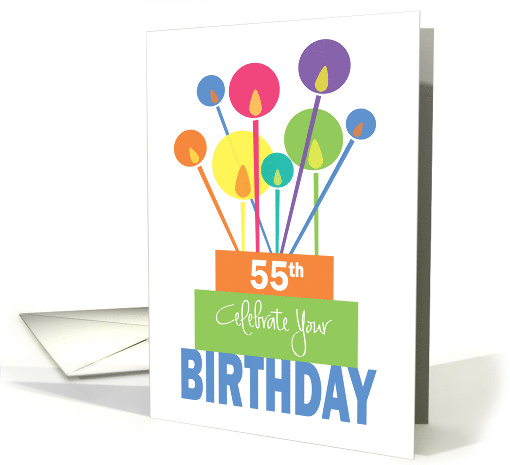 Hand Lettered 55th Birthday Stacked Cake with Tall... (1355470)