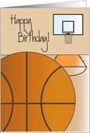 Birthday with Basketball, Basketball Hoop, Net and Court card