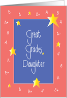 Congratulations to Daughter for Good Grades, With Stars card