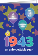 Birthday for 1943, An Unforgettable Year with Stars & Balloons card