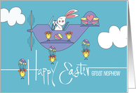 Easter for Great Nephew with Bunny Pilot in Small Plane with Chicks card