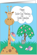 Easter for Great Grandson - Giraffe Happy Easter Egg Hunting card