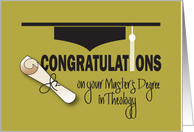 Congratulations, Graduation Master of Theology, Mortarboard & Tassel card