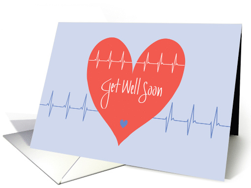 Get Well Soon after Heart Surgery, Heart and Heart Waves card