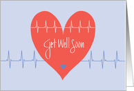 Get Well Soon after Heart Surgery, Heart and Heart Waves card