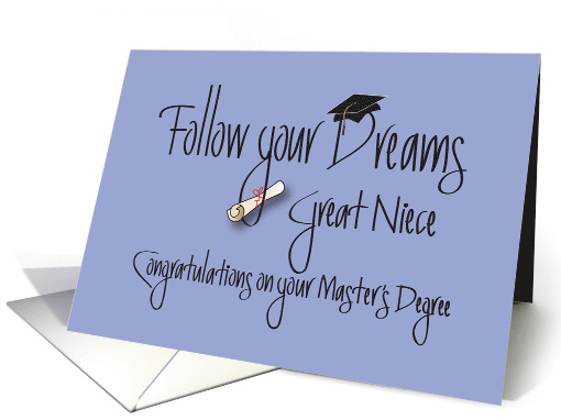 Master's Degree Graduation for Great Niece, with Diploma card