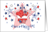 4th of July for Kids Red White and Blue Cupcake Stars and Stripes card