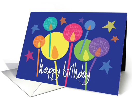 Hand Lettered Birthday with Brilliant Candles & Stars card (1365298)