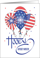 Fourth of July Great Niece Hooray Patriotic Red White Blue Balloons card