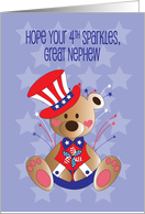 Fourth of July for Great Nephew, Patriotic Bear with Uncle Sam Hat card