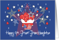 Fourth of July for Great Granddaughter Patriotic Cupcake and Fireworks card