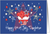 Fourth of July for Daughter Patriotic Cupcake with Star Fireworks card