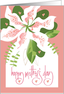 Hand Lettered Mother’s Day Wishes for You with Pink and White Lily card