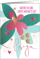 Hand Lettered Mother’s Day for Mother in Law Spring Flower and Hearts card