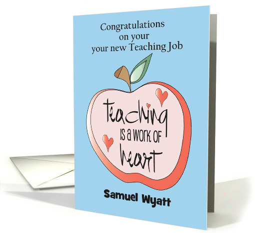Hand Lettered Congratulations New Teaching Job Apple with... (1366000)