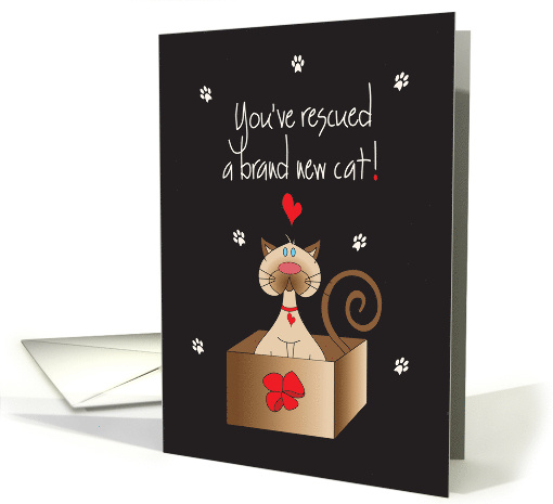 Hand Lettered Congratulations on Cat Adoption Kitty and Pawprints card