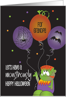 Monstrously Happy Halloween Grandpa Monster and Halloween Balloons card