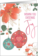 Hand Lettered Joy for Christmas with Frosted Holly Leaves and Berries card