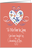 Mother in Law Day, The Meaning of Love with Floral Heart card