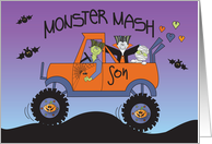 Halloween for Son Monster Mash Monsters in Decorated Monster Truck card