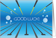 Swimming Good Luck, Lane Markers, Bubbles and Water card