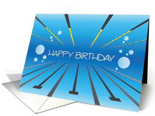 Birthday for Swimmer, Lane Markers, Bubbles and Water card (1368614)