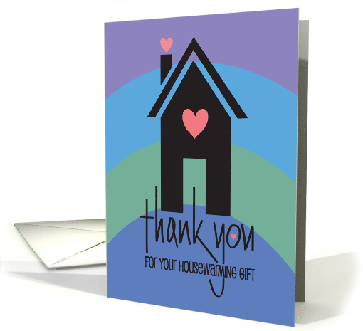 Hand Lettered Thank you for Housewarming Gift House with Hearts card