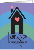 Hand Lettered Thank you for Housewarming Gift House with Hearts card