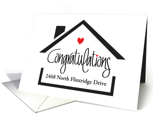 New Home Congratulations Home Outline with Custom Address card