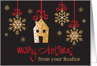 Christmas From Realtor, Snowflakes & Home Ornaments & Red Bows card
