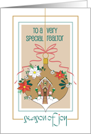 Christmas to Realtor Golden Ornament Filled with Gingerbread House card