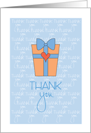 Thank you for the Gift, Gift with Blue Ribbon, Bow and Heart card