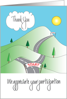 Thank You for Charity Run/Walk, Winding Road with Start Sign card