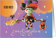 Halloween for Great Niece Put a Spell on Me Little Witch on Broom card