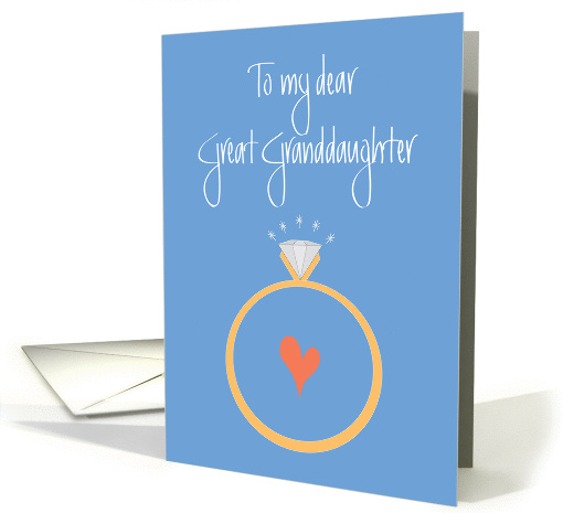 Great Granddaughter Engagement Congratulations, Ring & Heart card