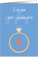 Great Granddaughter Engagement Congratulations, Ring & Heart card