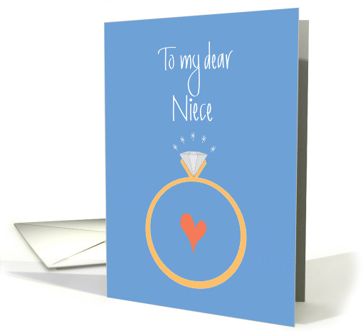 Niece Engagement Congratulations, Diamond Ring & Heart card (1369946)