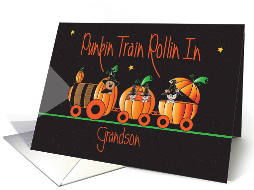 Halloween for Grandson, Punkin Train Rolling In with Pumpkins card